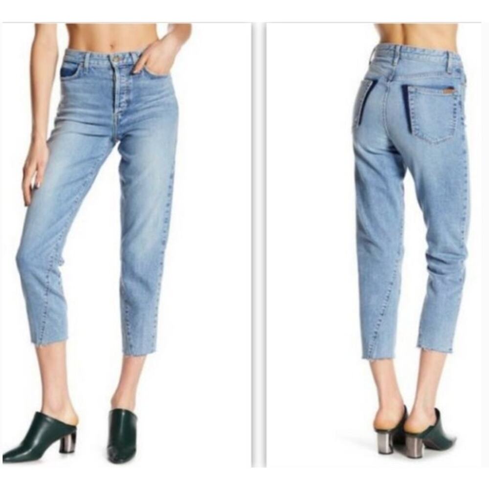 Joe's Jeans The Debbie High Rise‎ Straight Crop 2-Tone Blue Raw Hem 27